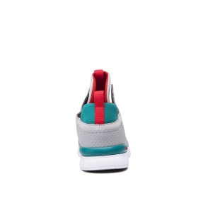 Supra Mens METHOD High Top Shoes Lt. Grey/Teal/white | US-64373